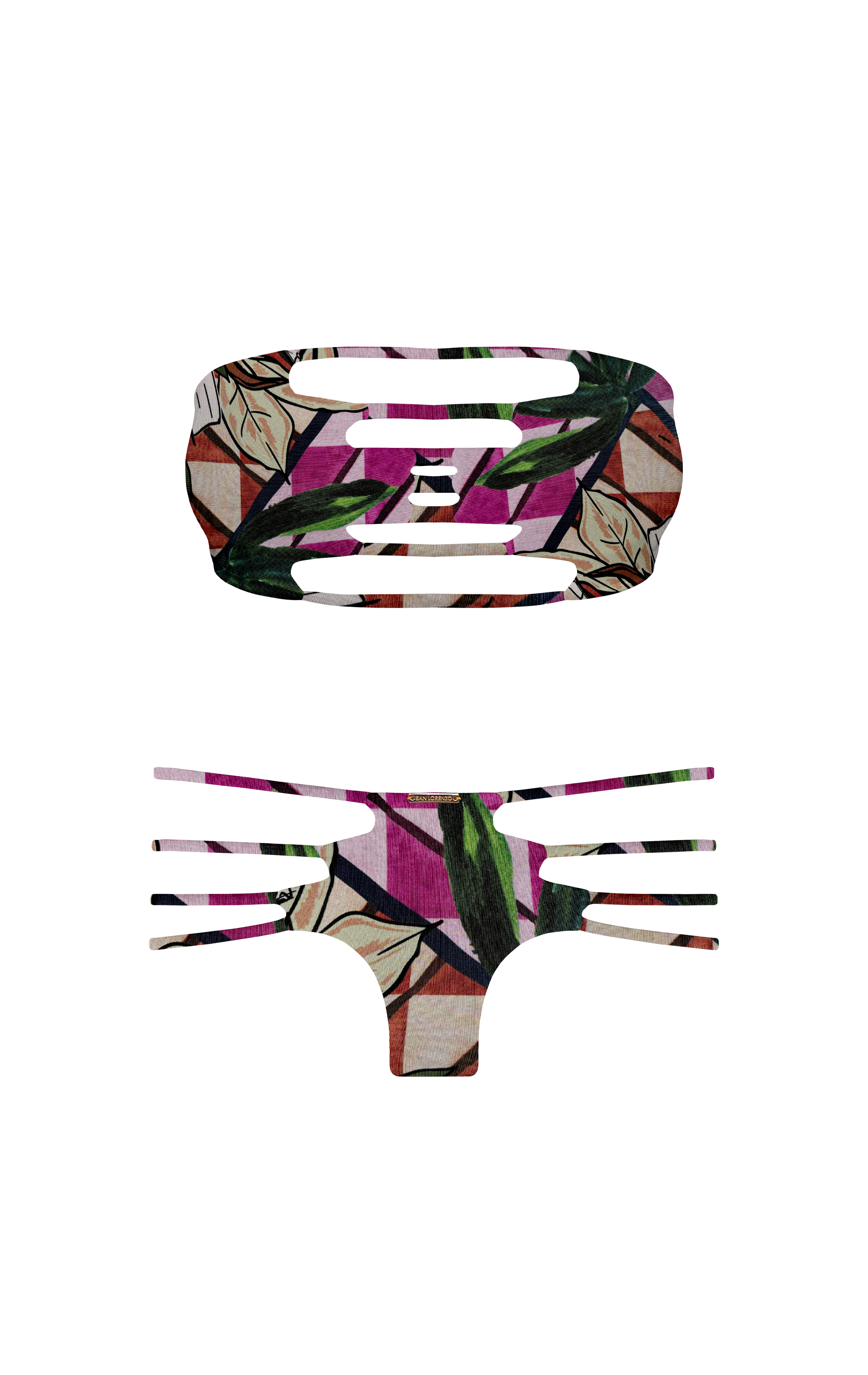 Island Palms Ebony Diamond Strap Bikini Bottom