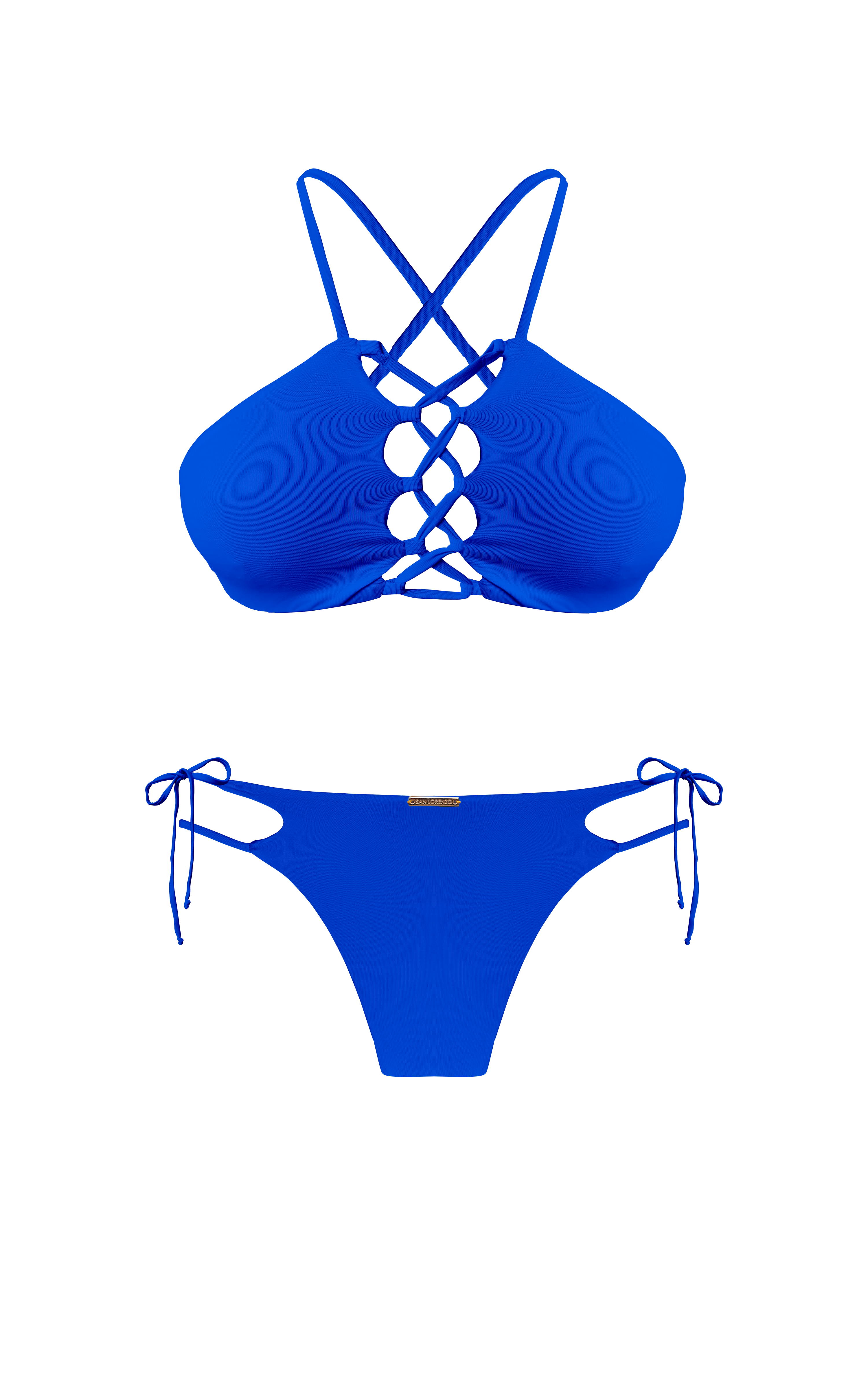Island Palms Sapphire High Neck String Bikini Top
