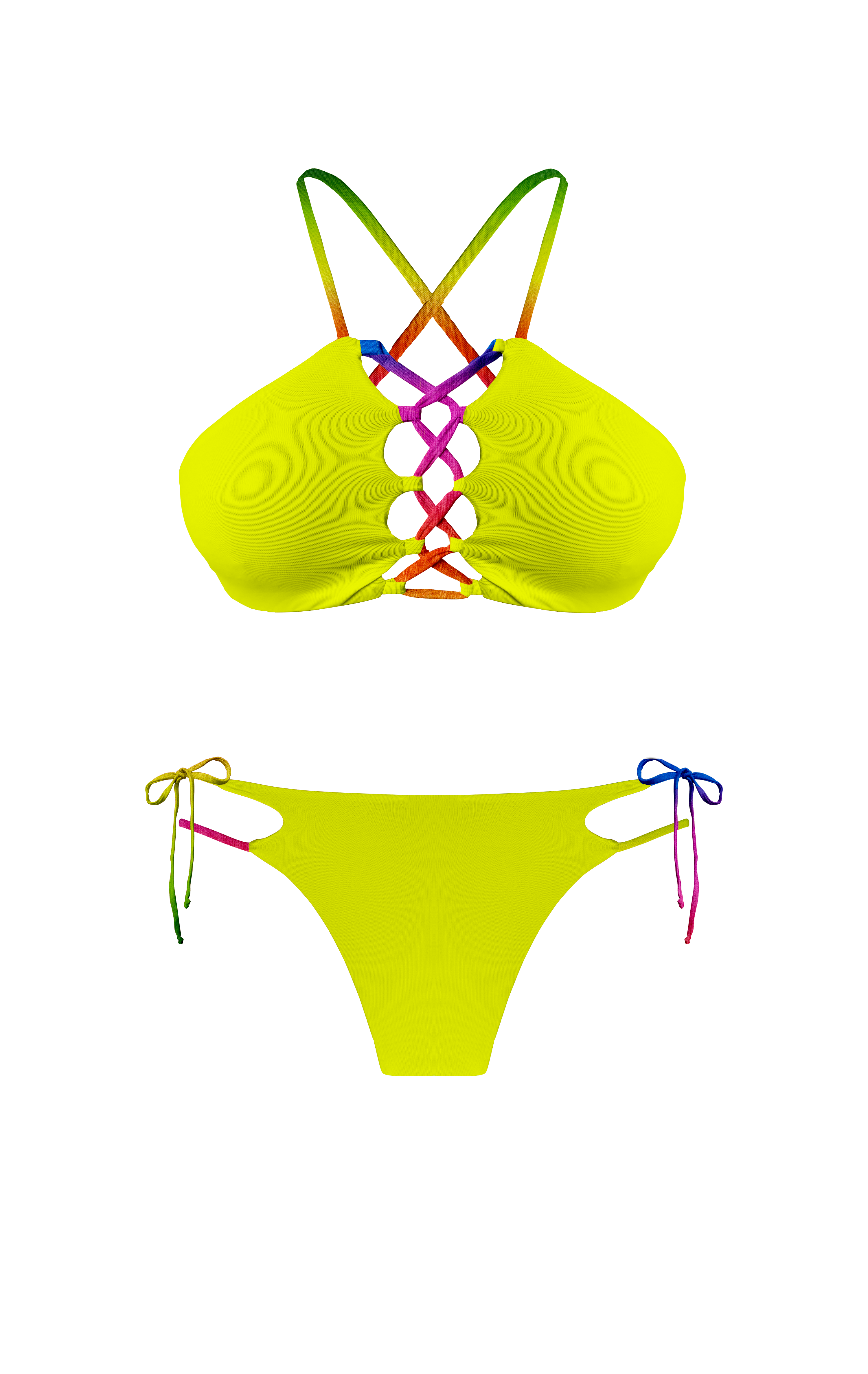 Island Palms Autumn Fire High Neck String Bikini Top