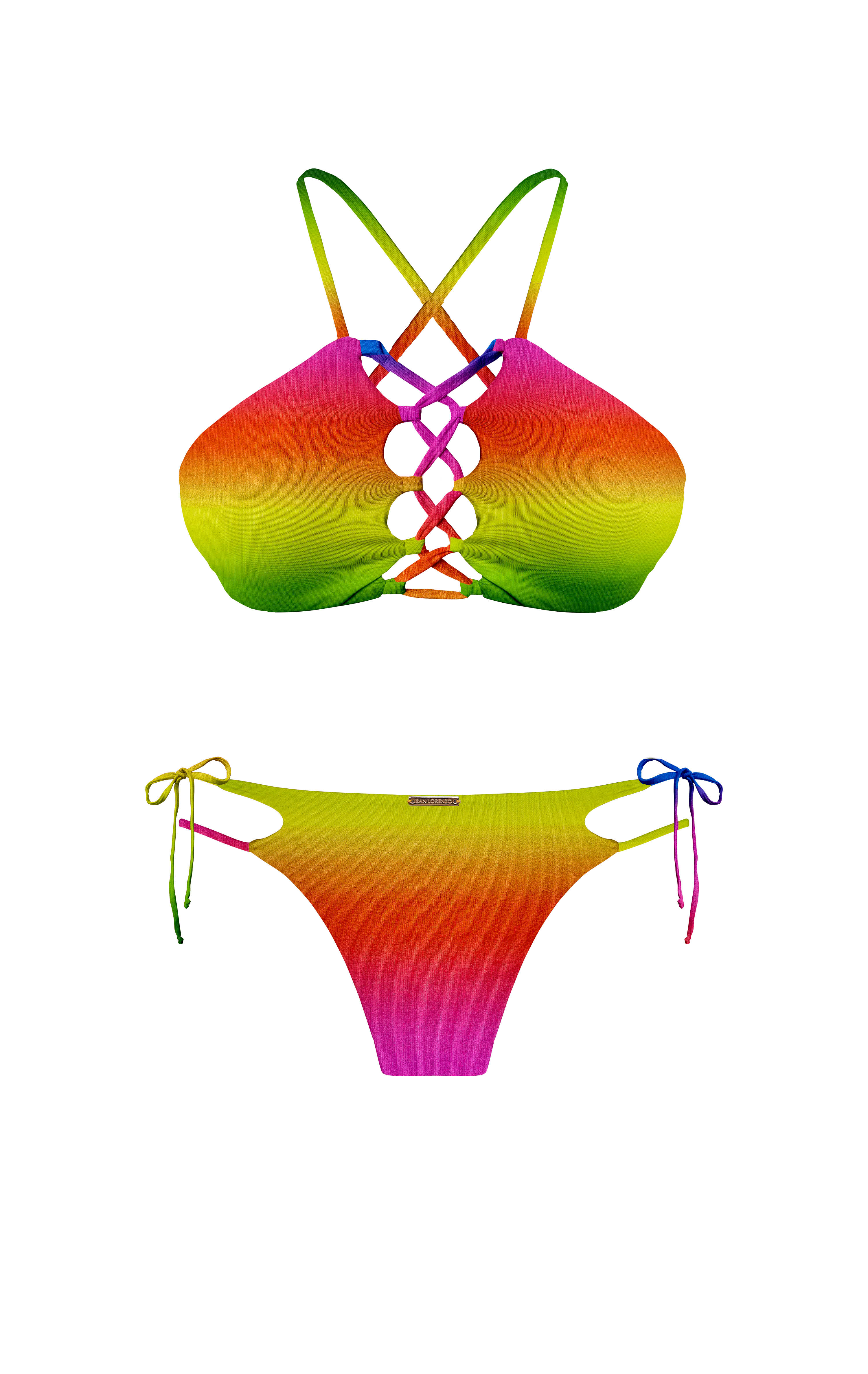 Island Palms Autumn Fire High Neck String Bikini Top