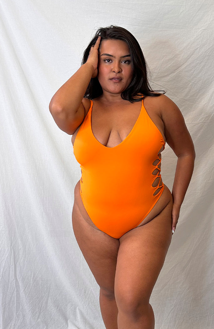 Moorea Saffron Glow Side Lace Up One Piece