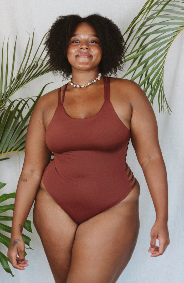 TAHITI MANA Earth Racerback Side Strap One Piece Bikini