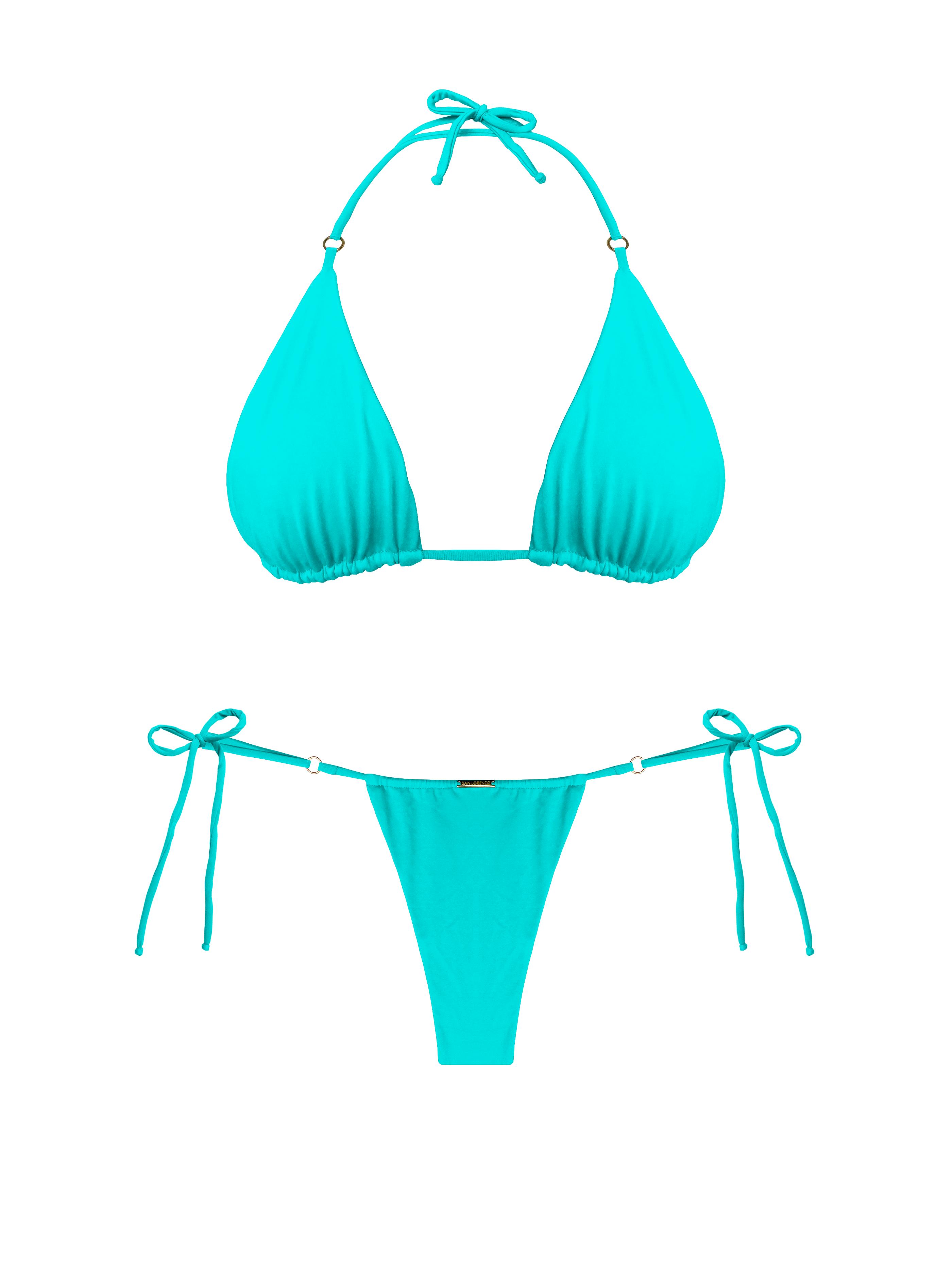 Moorea Azure Teal Hoop Ring Bikini Top
