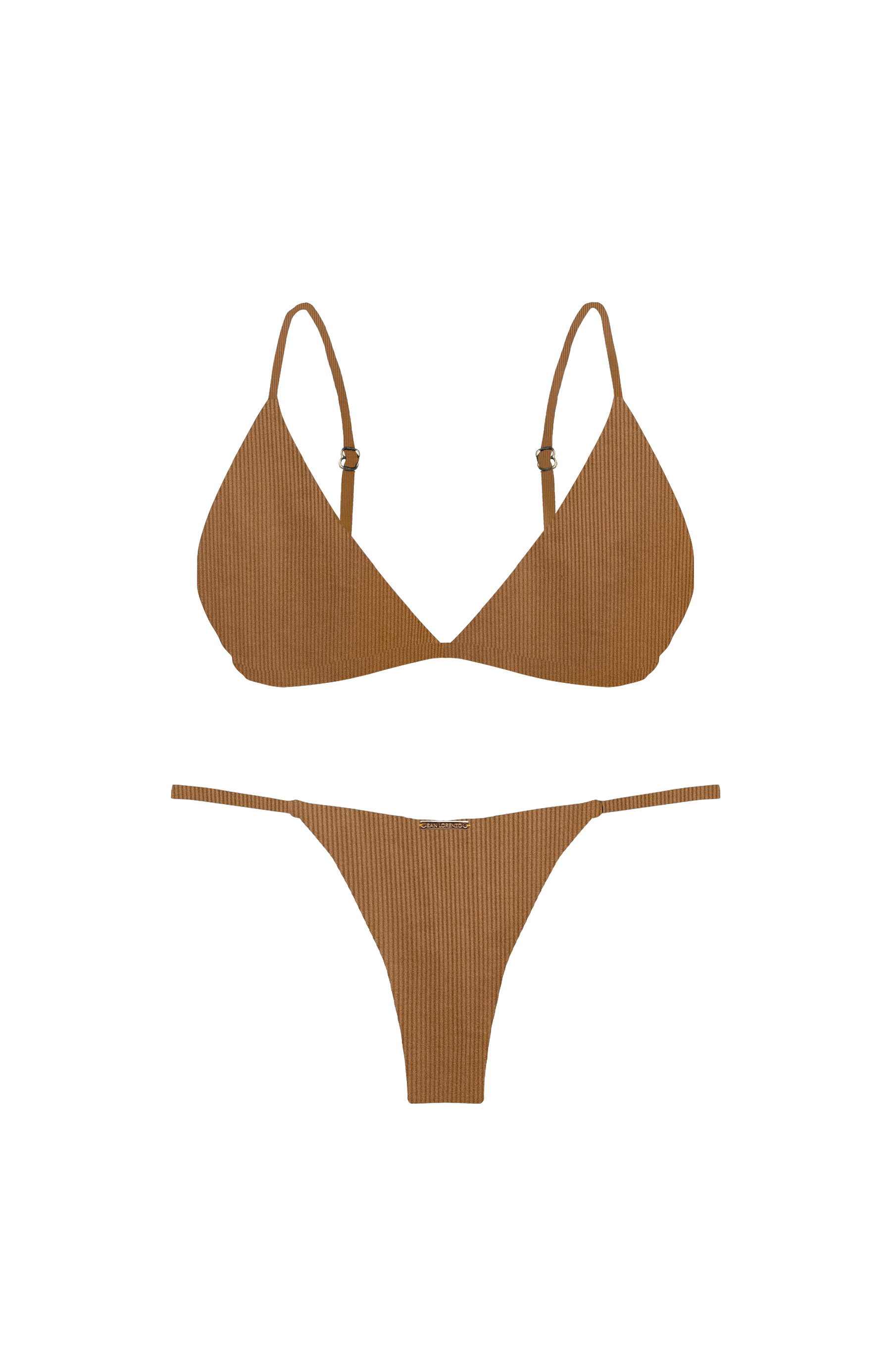 ANIMAL Camel Ribbed Elastic Thin Brief Bikini Bottom