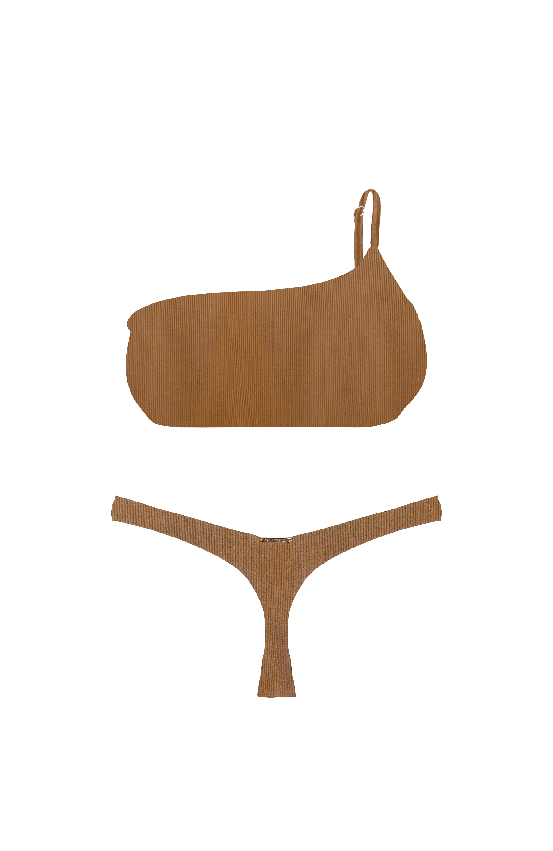 ANIMAL Camel Ribbed Ruched Brief Thong Bottom