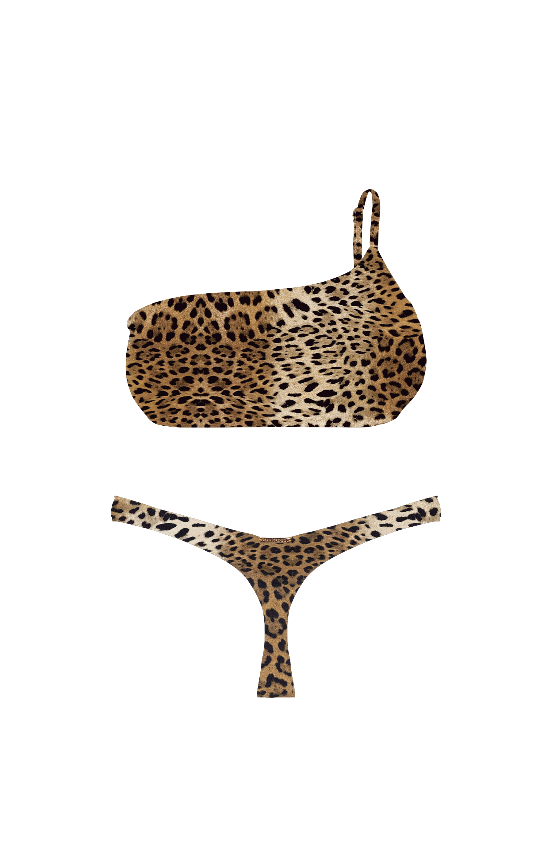 ANIMAL Cheetah Ribbed Print One Shoulder Bandeau Top