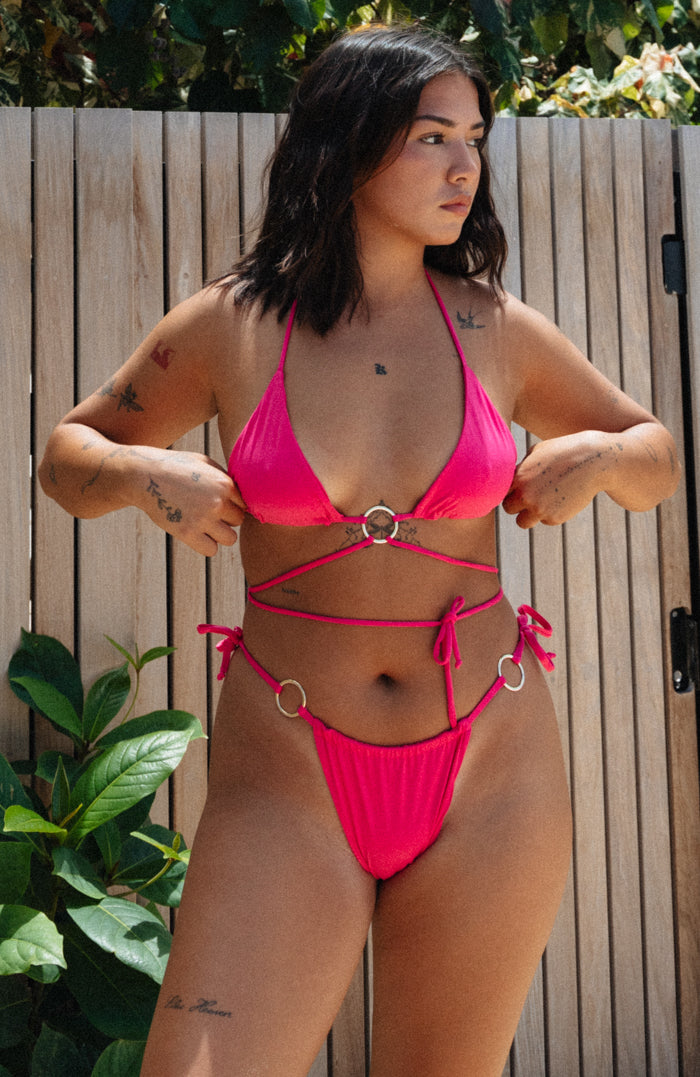 TAHITI MANA Pink Sky Multi String Ring Bikini Top