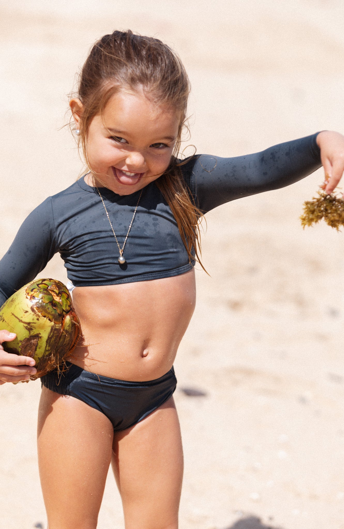 Keiki L'Amour Granite Long Sleeve Cropped Top – San Lorenzo Bikinis