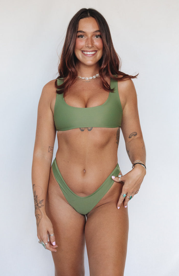 Coral Minty Tropics Scoop Neck Bikini Top