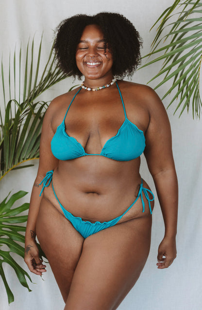 TAHITI MANA Foliage Ruffle Triangle Bikini Top