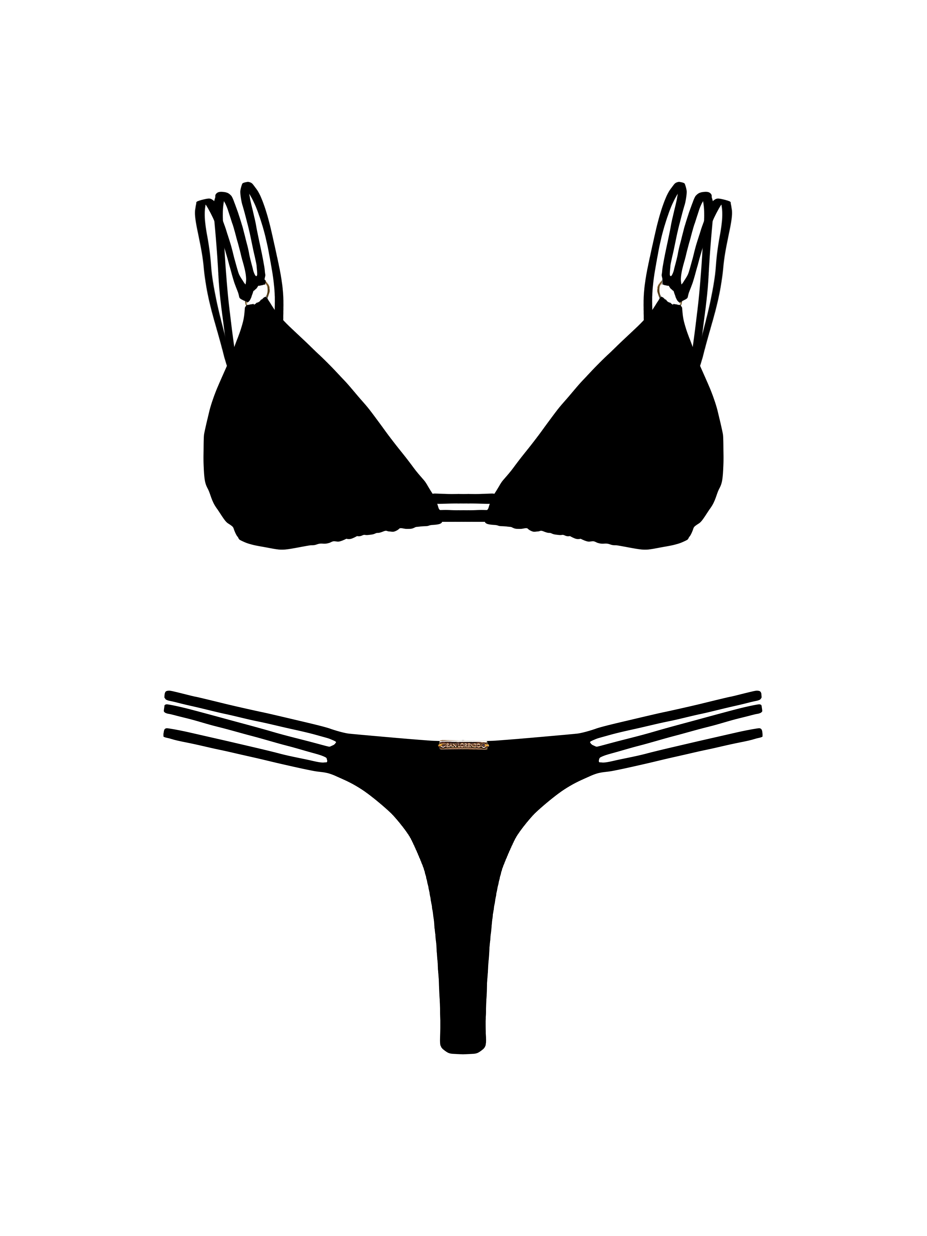 80’s Muse Black Heart Three Strap Bikini Bottom