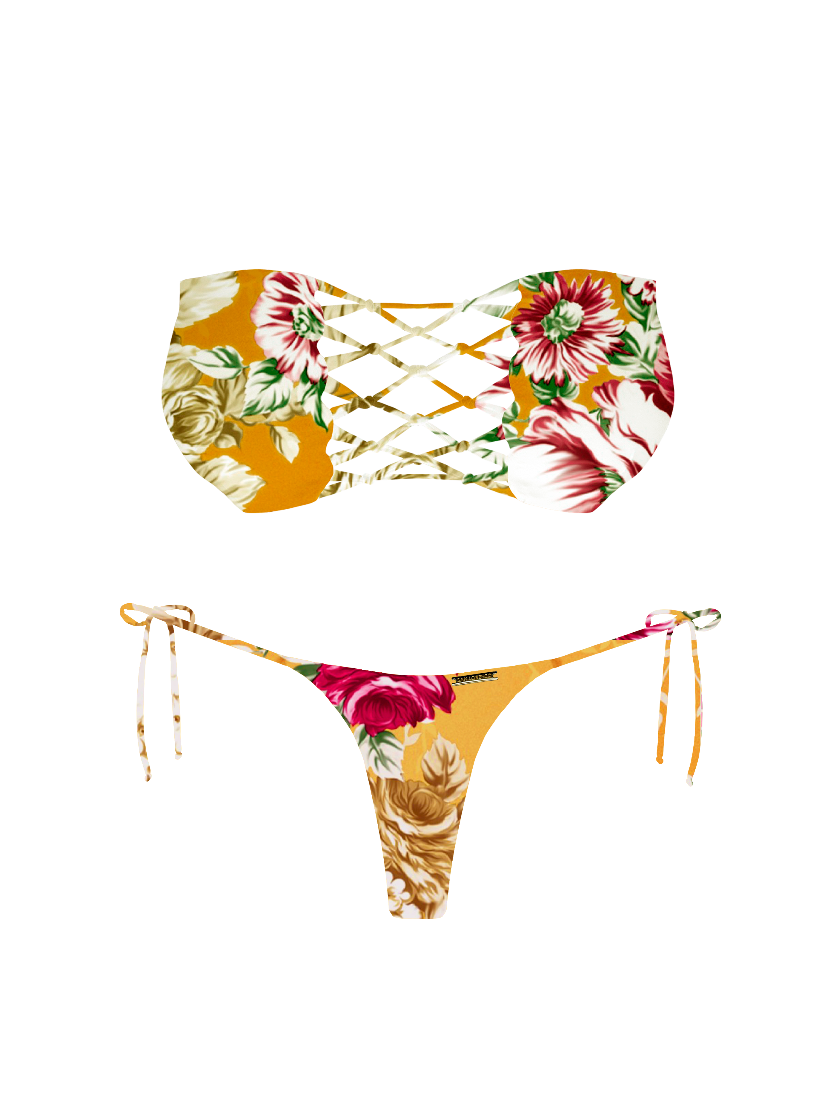 L'Amour Citrus Bloom Side Tie Bikini Bottom