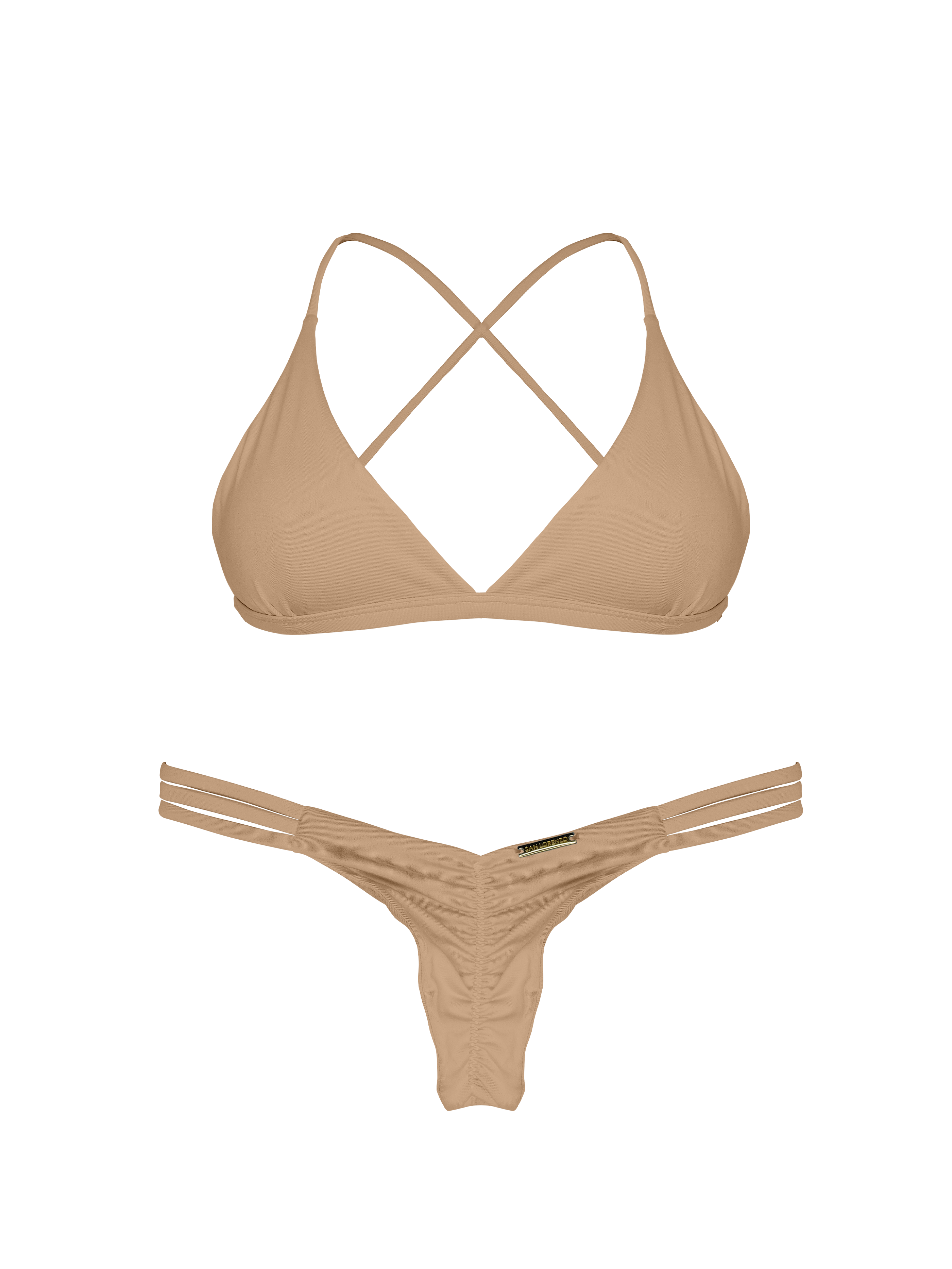 Essential Solids Latte Swirl Cross Back Bikini Top