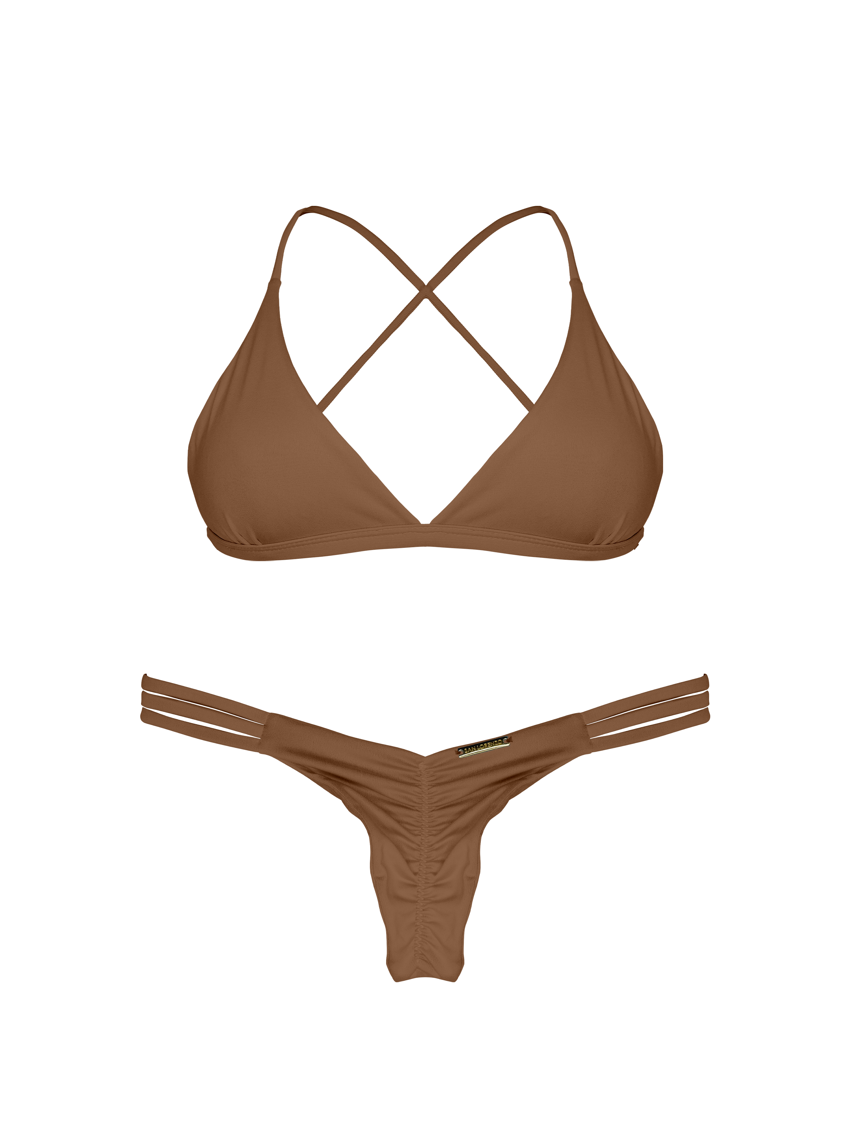 Essential Solids Mudslide Magic Ruched Hipster Strap Bikini Bottom