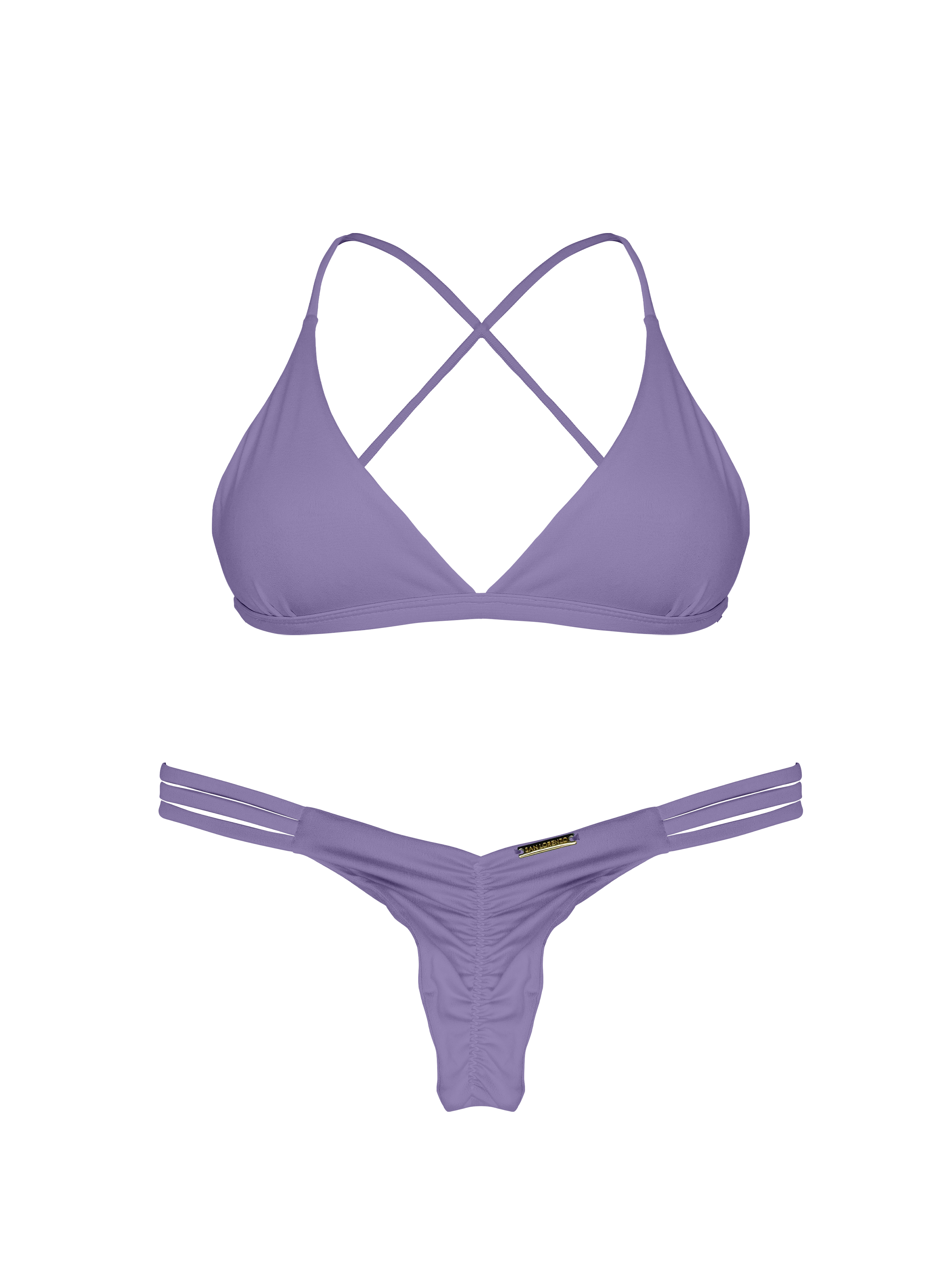 Essential Solids Gray Violet Cross Back Bikini Top