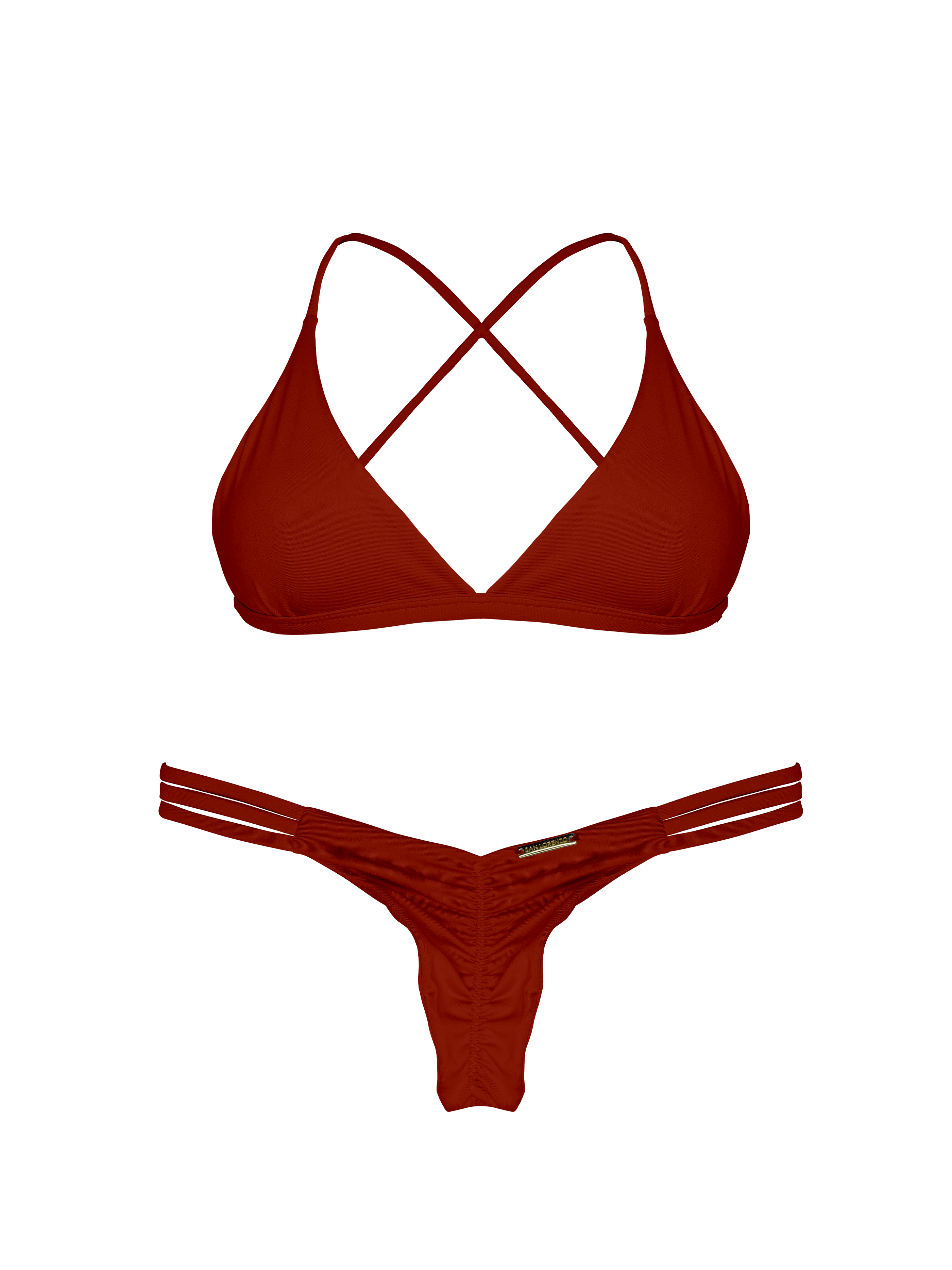 Essential Solids Cocoa Bean Cross Back Bikini Top