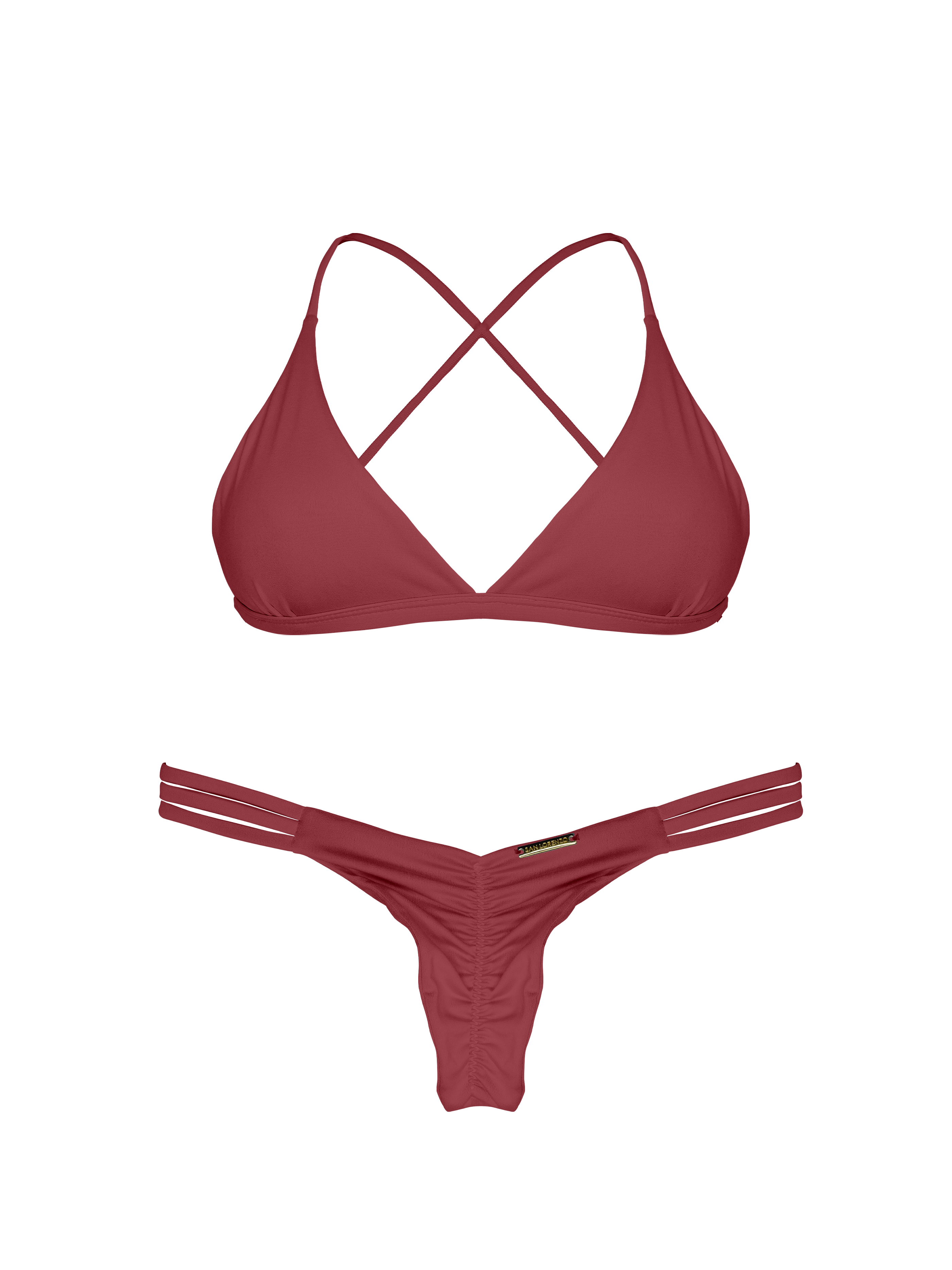 Essential Solids Taupe Truffle Cross Back Bikini Top