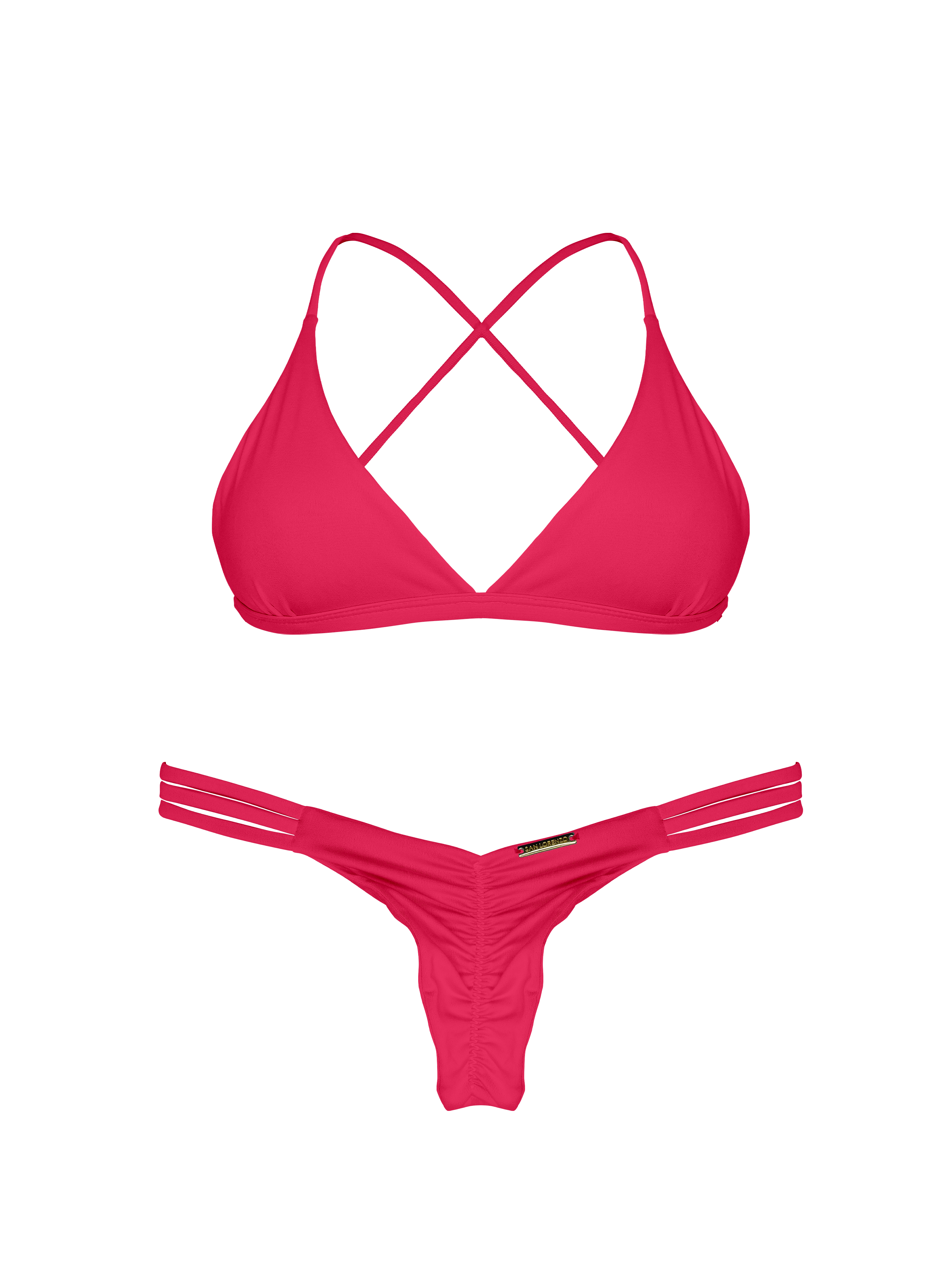 Essential Solids Pink Fusion Cross Back Bikini Top