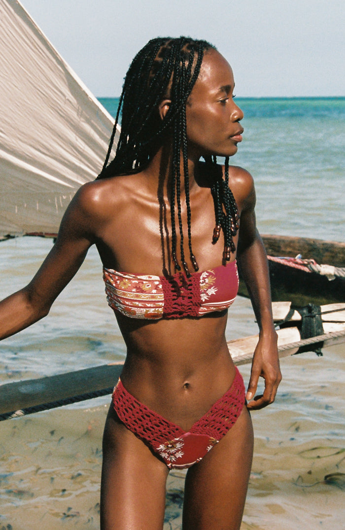 Marrakesh Garden Crochet High Cut Bikini Bottom