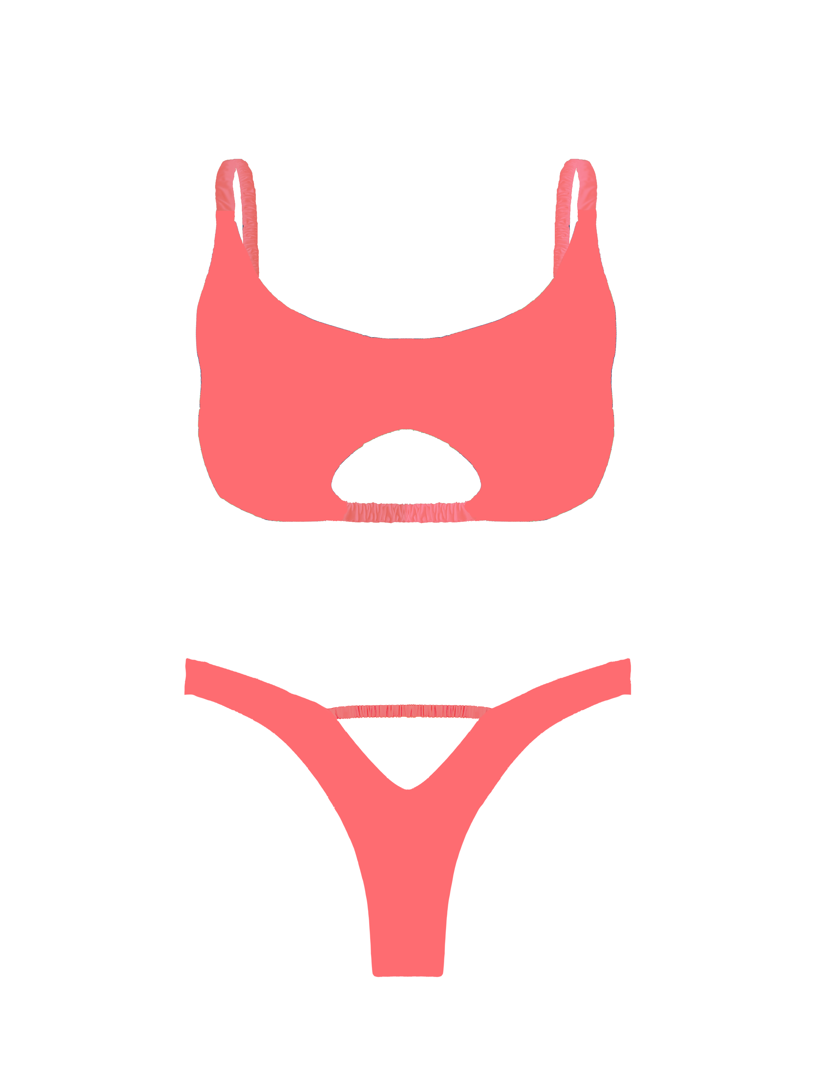 Prisma Flare Coral Cut Out V-Thong Bikini Bottom