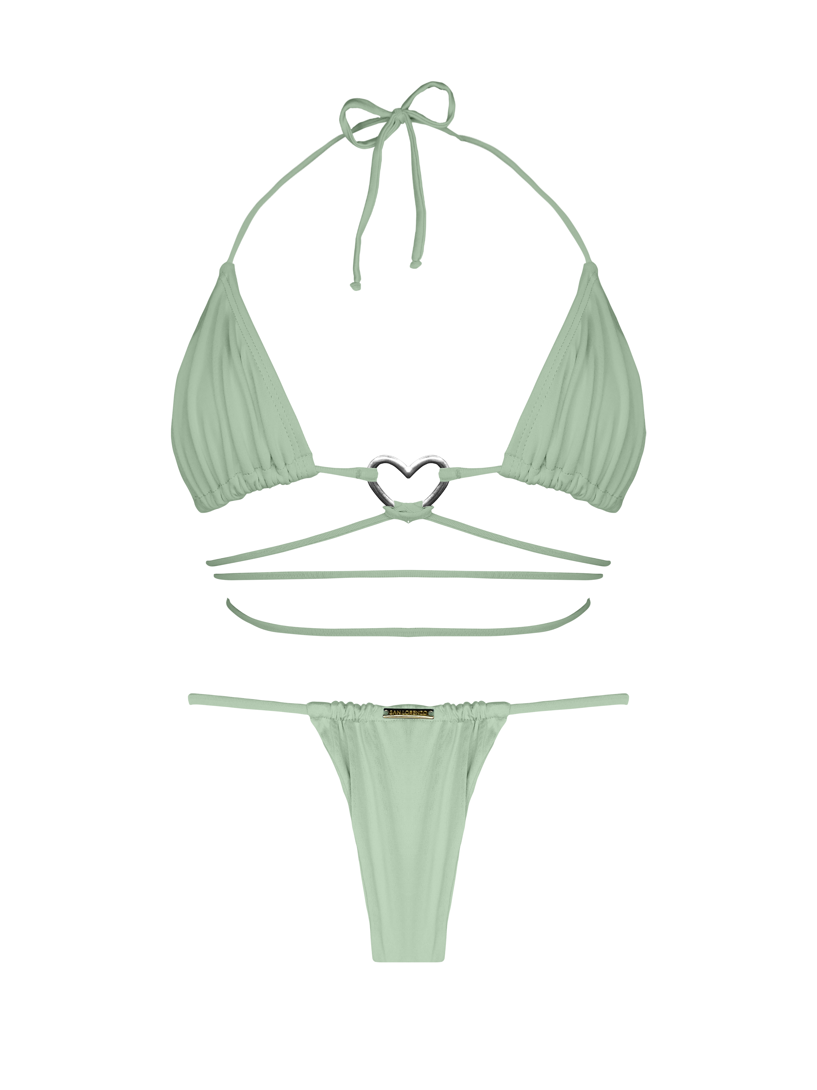 Essential Solids Moss Oasis Sliding Thong Bikini Bottom