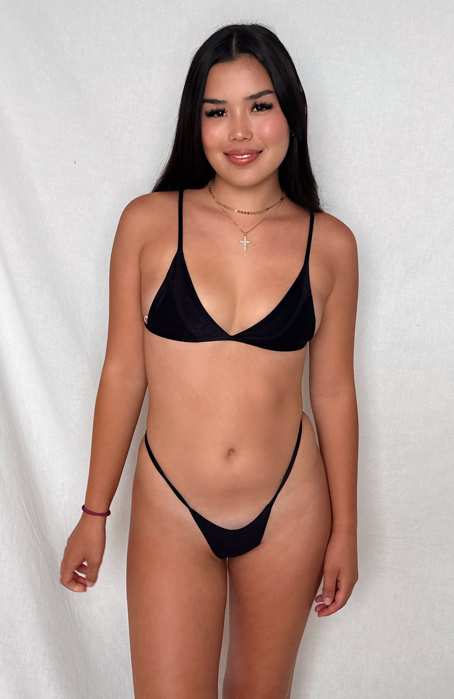 Siren Black Pearl Thong Thin Brief Bikini Bottom