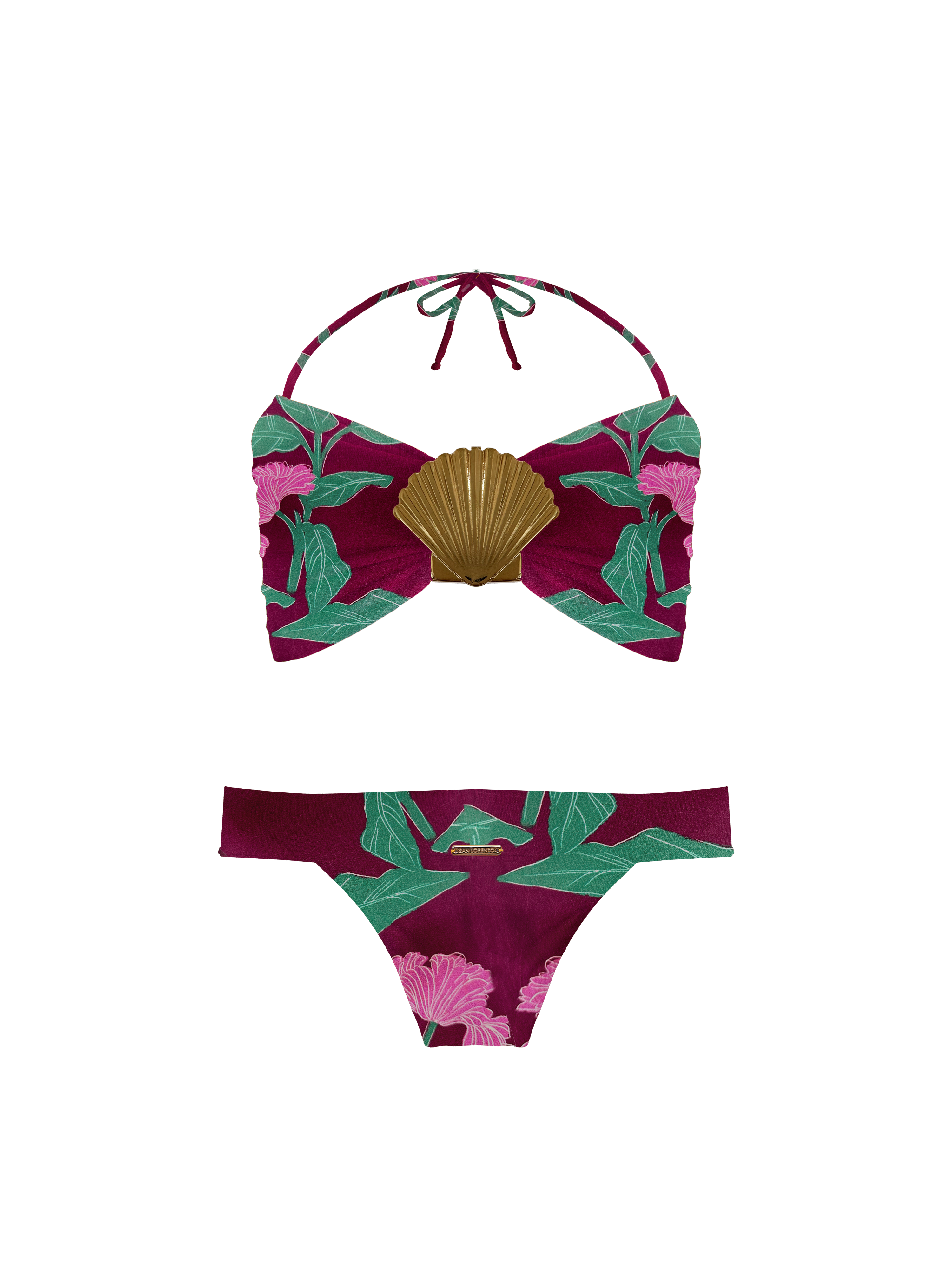 Keiki Kaia Floral Plum Belt Bikini Bottom