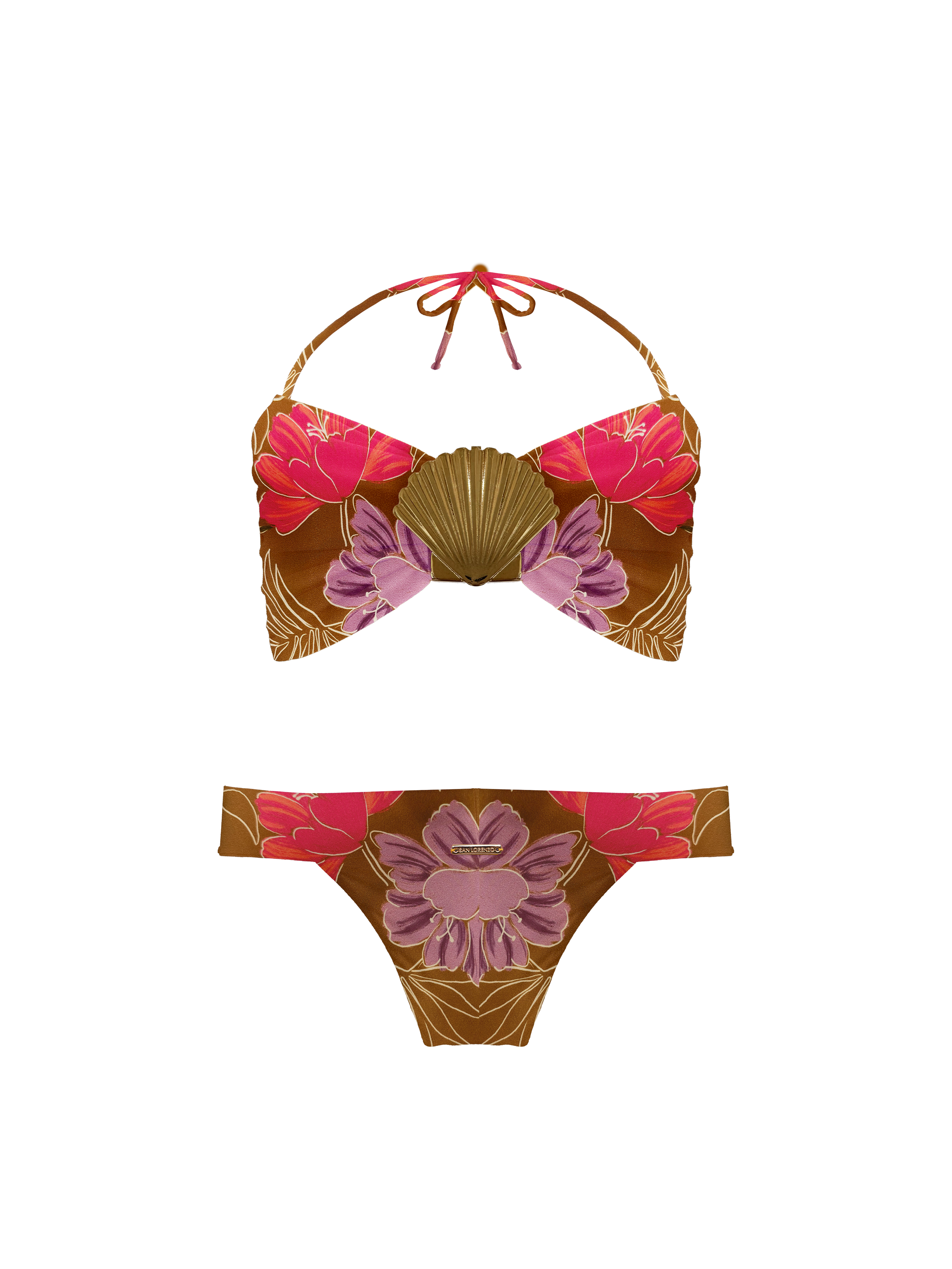 Keiki Kaia Wild Blossom Shell Bandeau Bikini Top