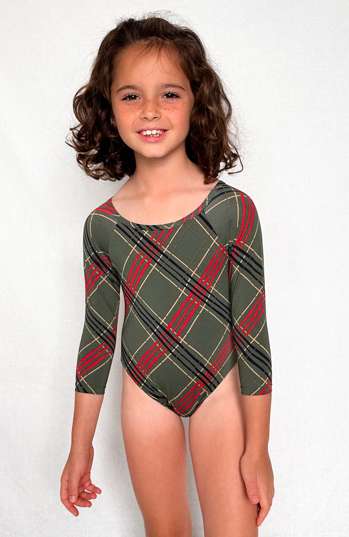 Keiki L'Amour Scottish Plaid Long Sleeve One Piece