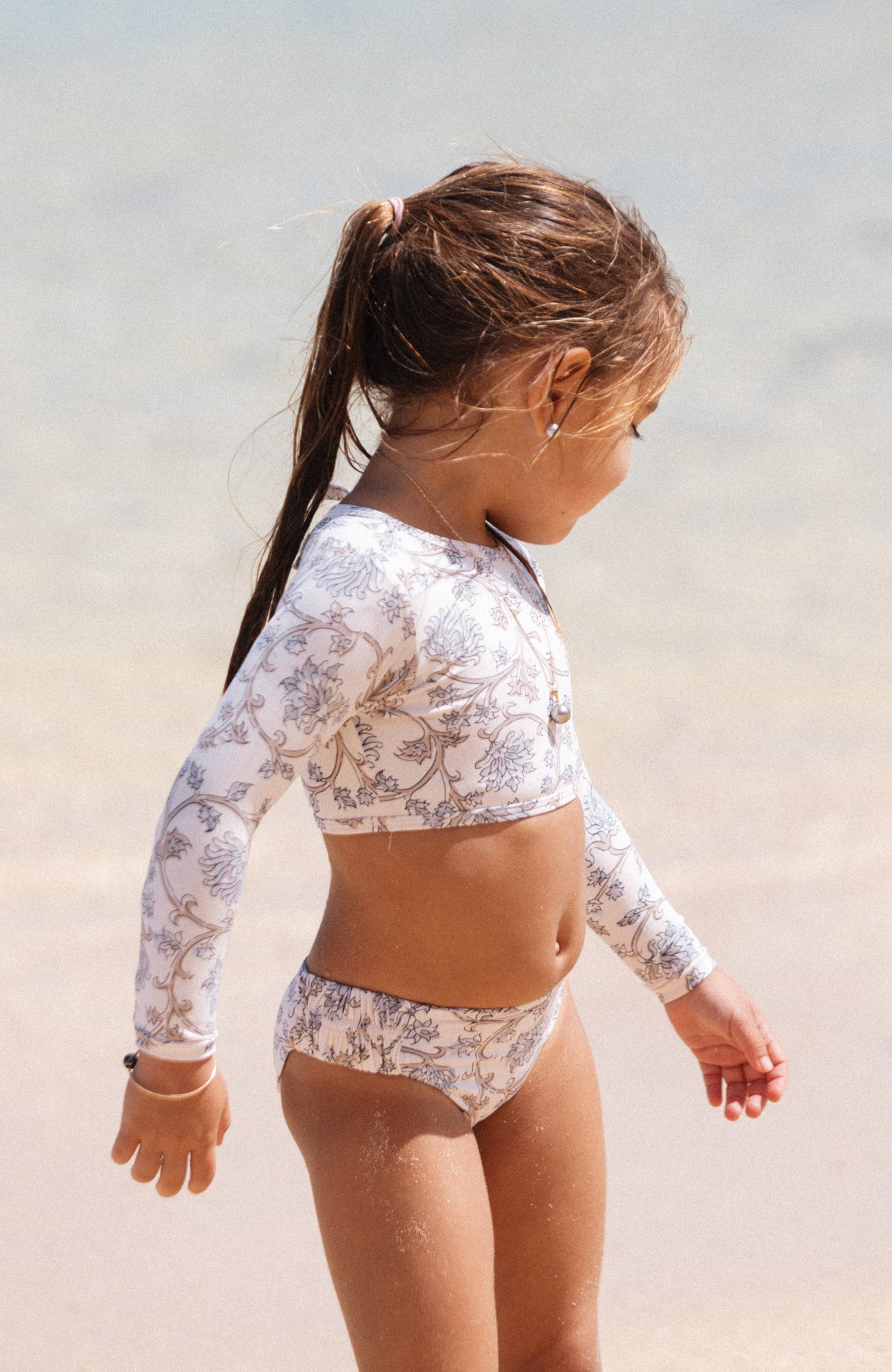 Keiki L'Amour Chantilly Lace Long Sleeve Cropped Top