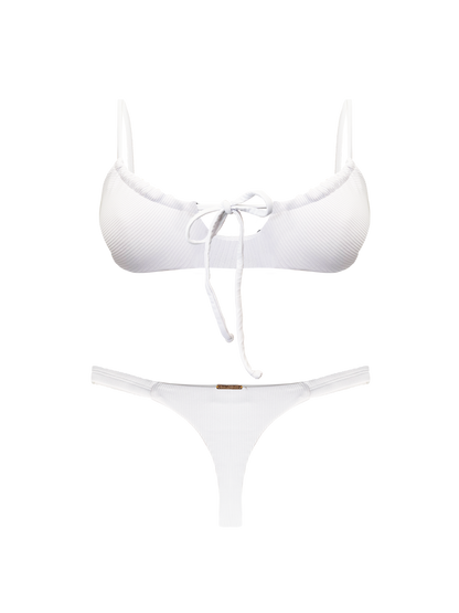 Paradiso Ruched Scoop Bralette Seashell White Bikini Top
