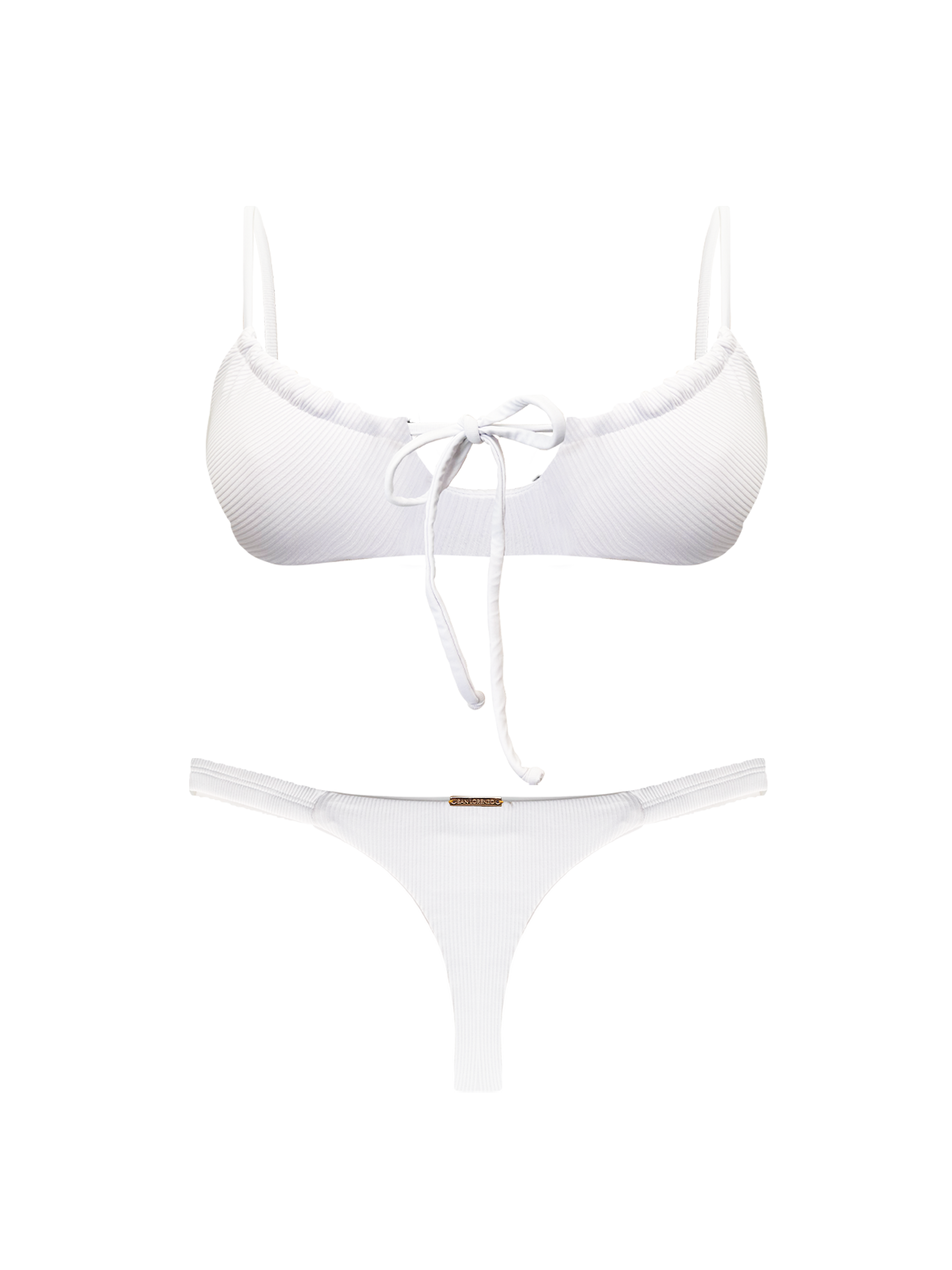Paradiso Ruched Scoop Bralette Seashell White Bikini Top