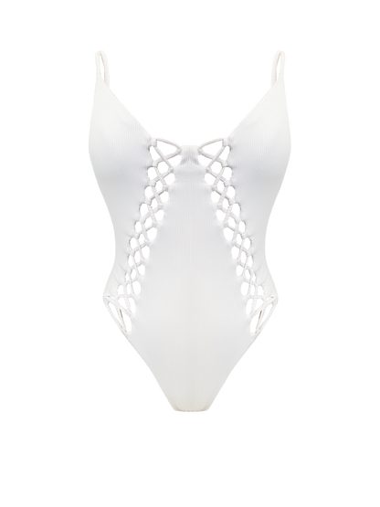 Paradiso Loop Plunge Seashell White Bikini One Piece