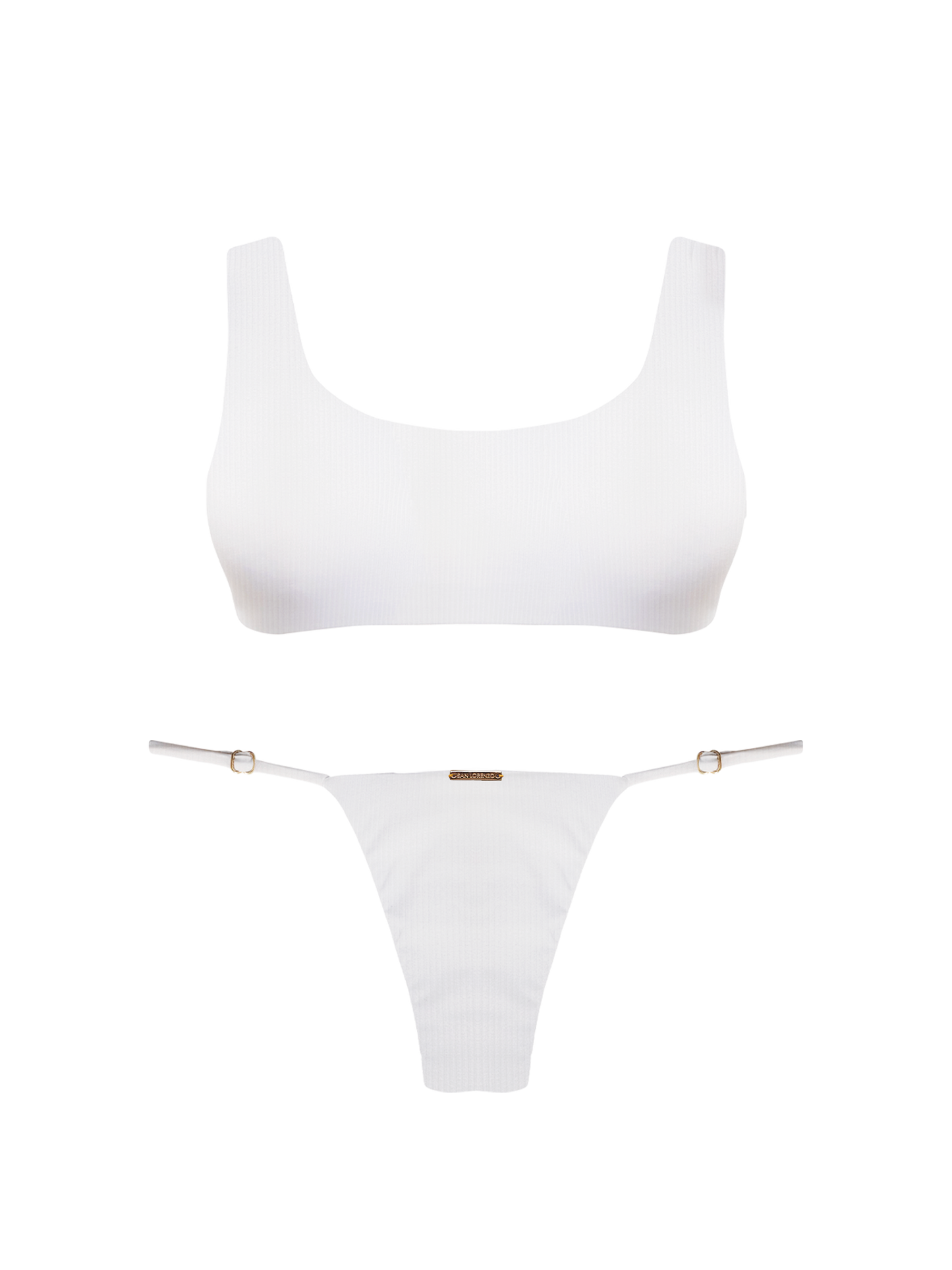 Paradiso Scoop Neck Seashell White Bikini Top