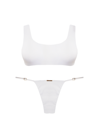 Paradiso Scoop Neck Seashell White Bikini Top