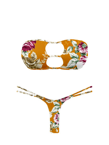 L'Amour Citrus Bloom Braided Strap Bandeau Bikini Top