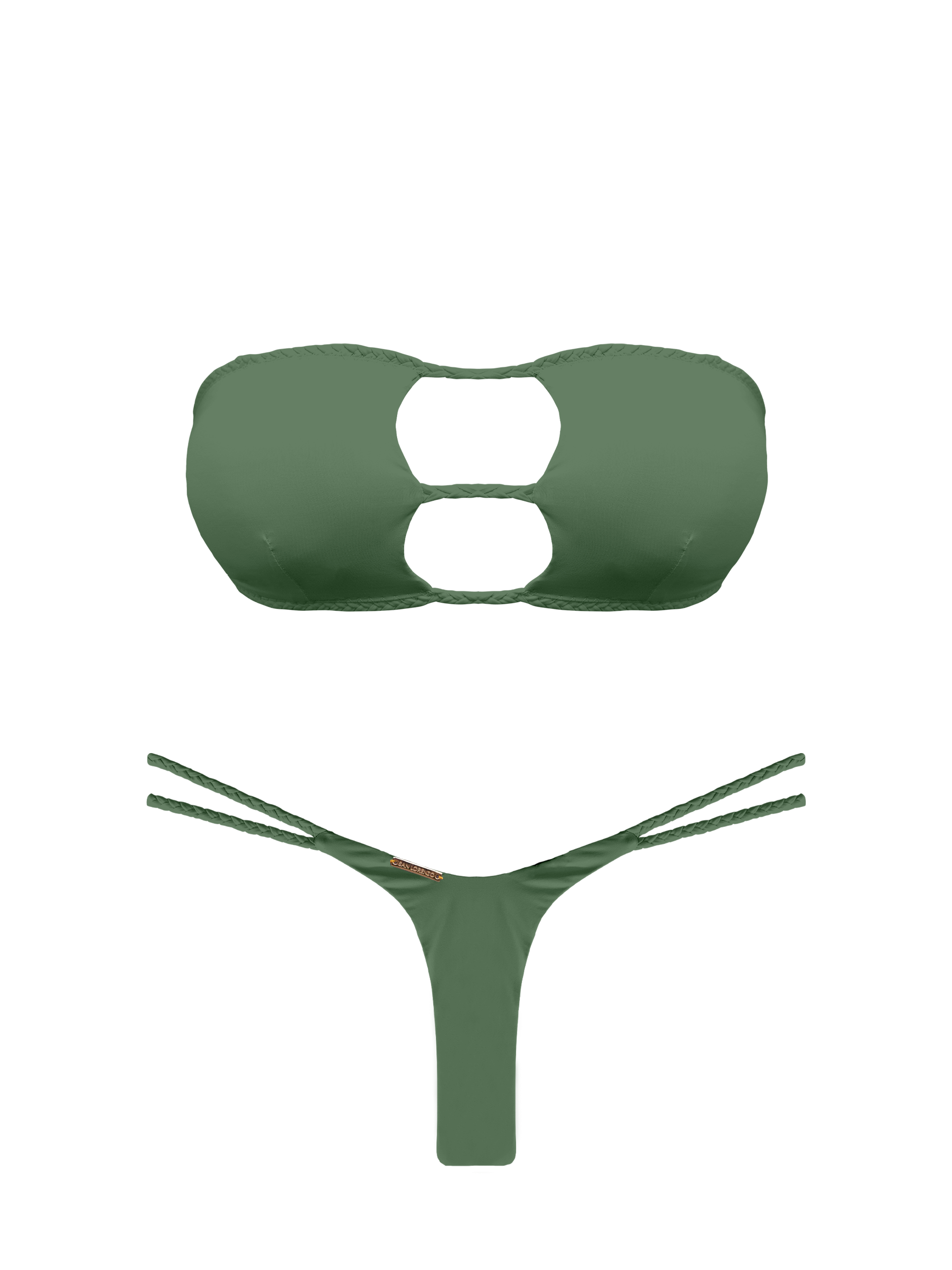 L'Amour Moss Braided V-Thong Bikini Bottom