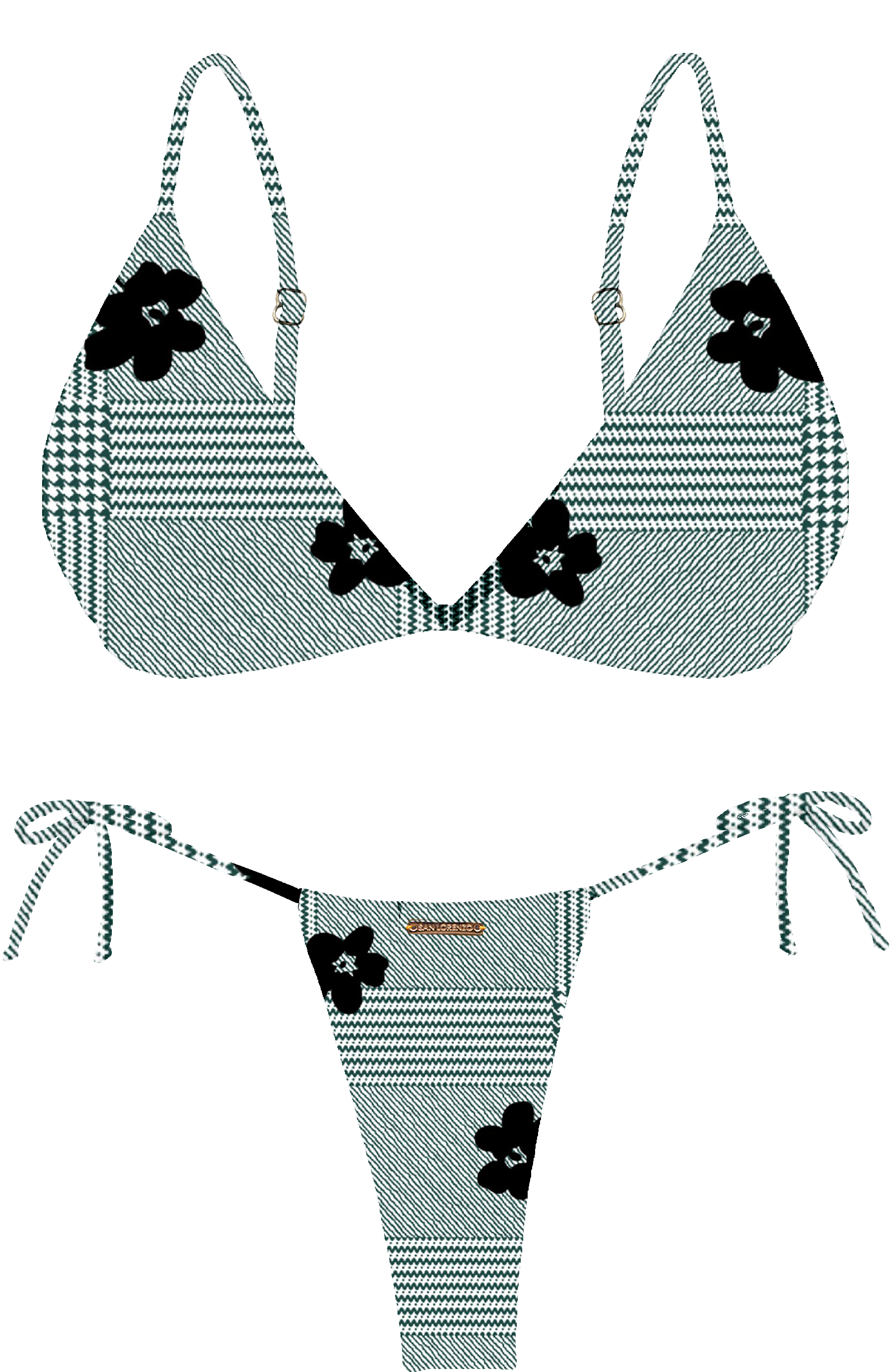 L'Amour Black Roses Bra Halter Bikini Top