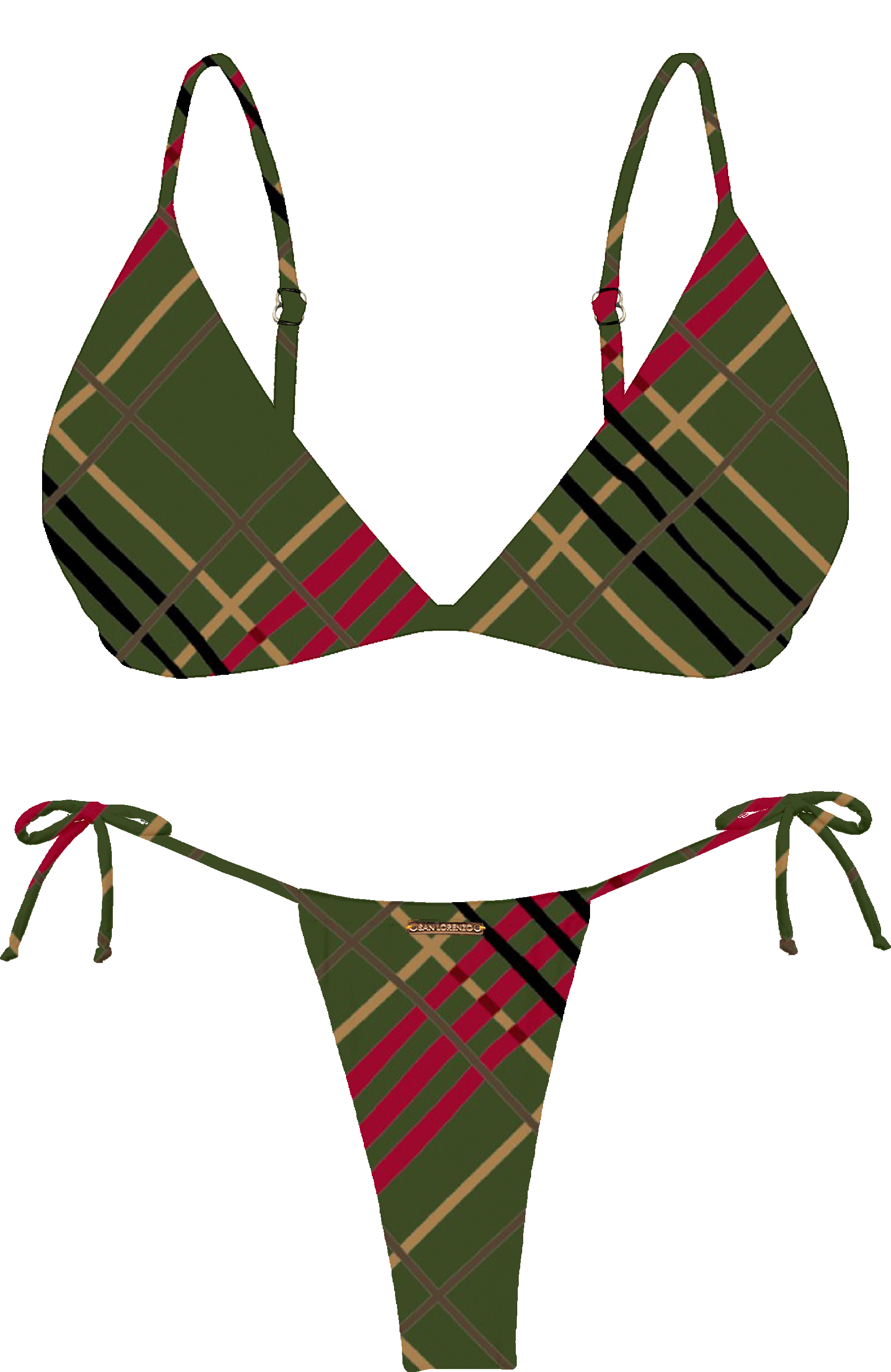 L'Amour Scottish Plaid Bra Halter Bikini Top