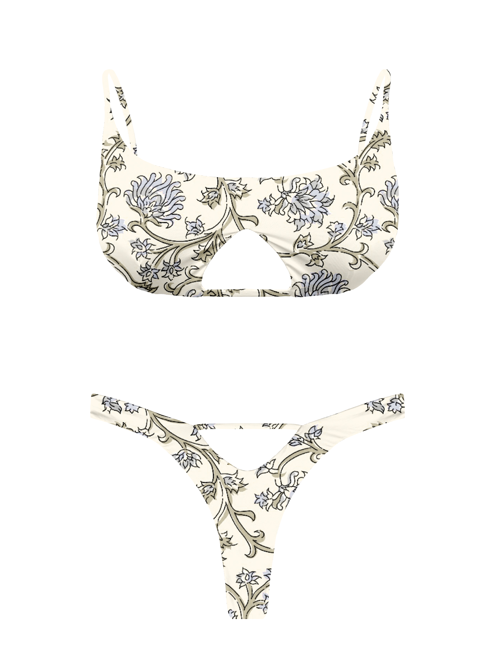 L'Amour Chantilly Lace Cut Out V-Thong Bikini Bottom
