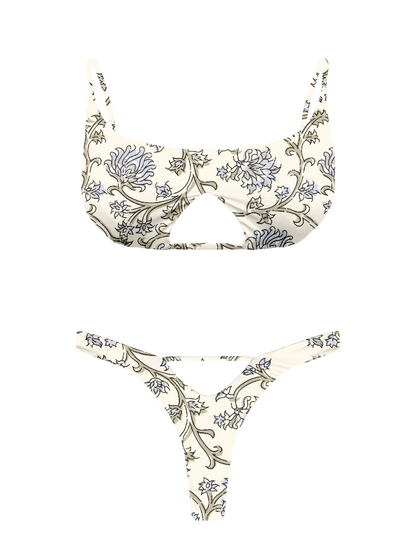 L'Amour Chantilly Lace Cut Out V-Thong Bikini Bottom