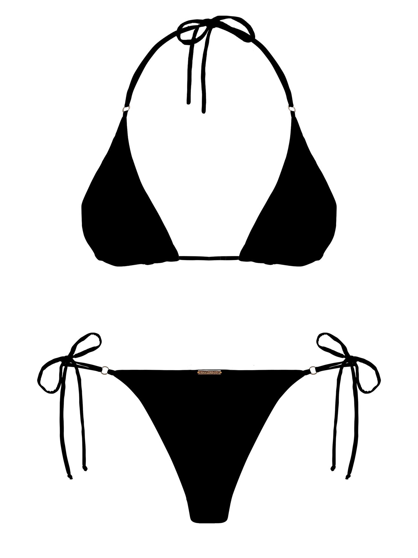 L'Amour Stone Hoop Ring Side Tie Bikini Bottom