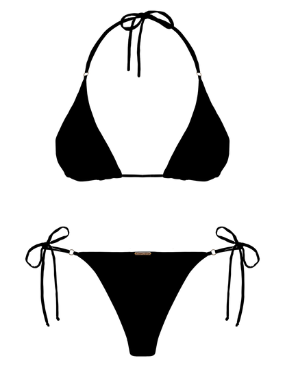 L'Amour Stone Hoop Ring Side Tie Bikini Bottom