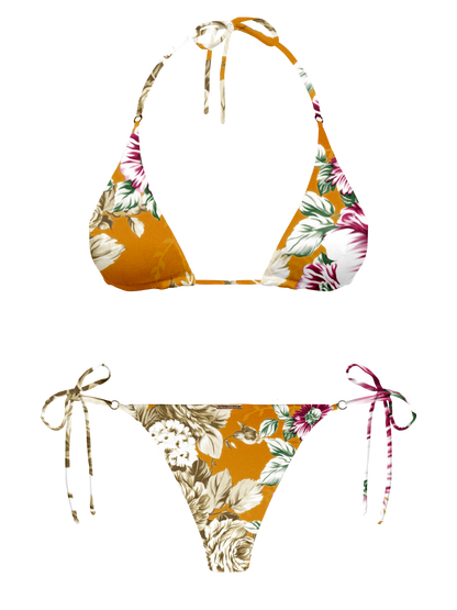 L'Amour Citrus Bloom Hoop Ring Side Tie Bikini Bottom