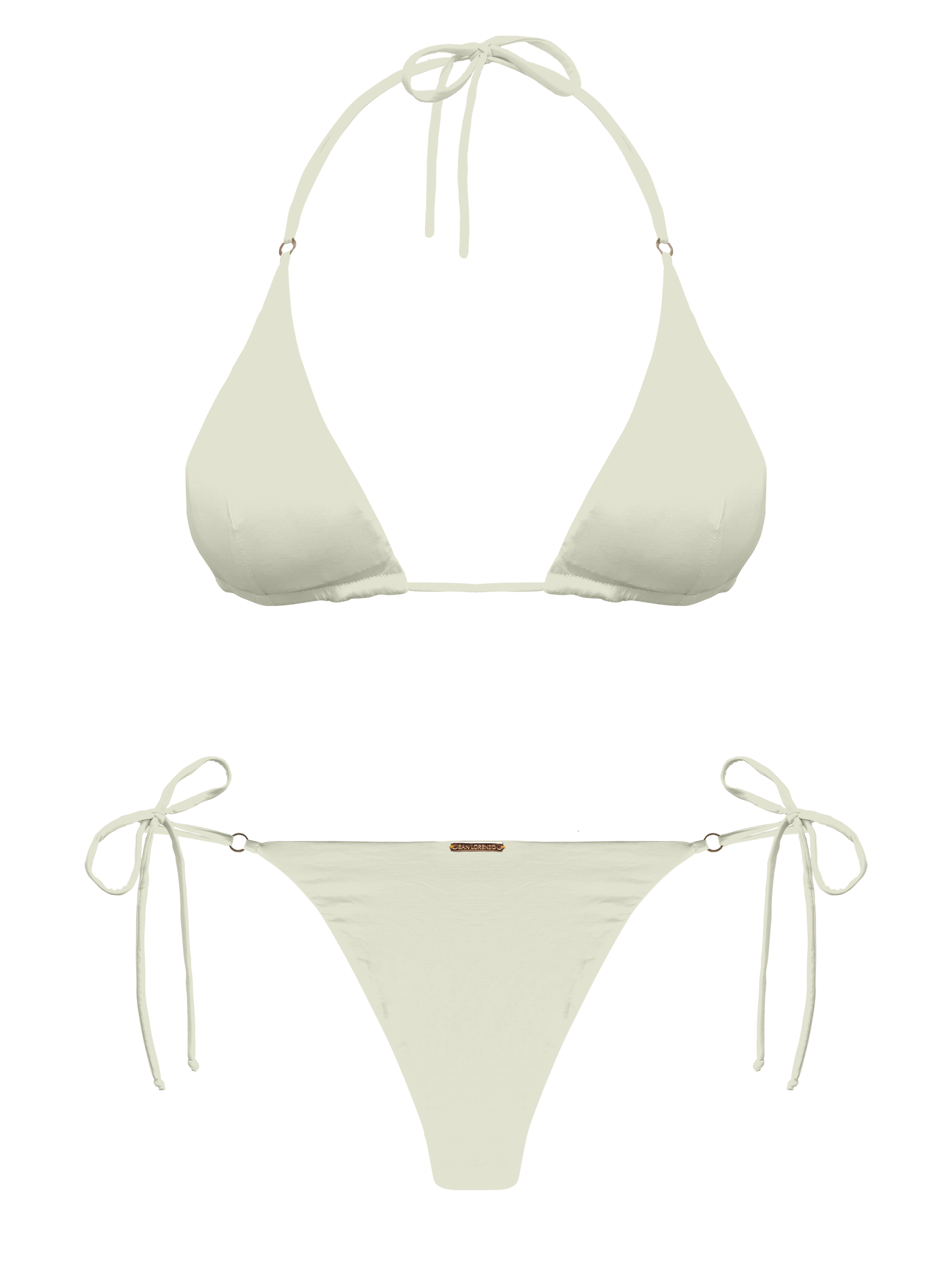 L'Amour Porcelain Hoop Ring Side Tie Bikini Bottom