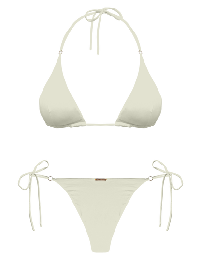 L'Amour Porcelain Hoop Ring Side Tie Bikini Bottom