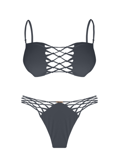 L'Amour Granite Interlace V-Knot Bikini Bottom