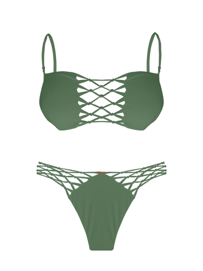 L'Amour Moss Interlace Bandeau Bikini Top