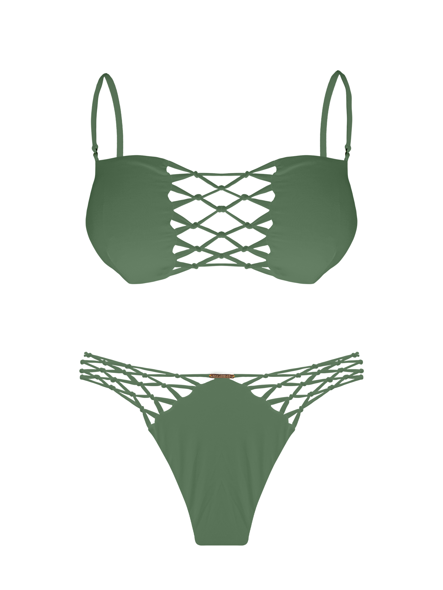 L'Amour Moss Interlace V-Knot Bikini Bottom