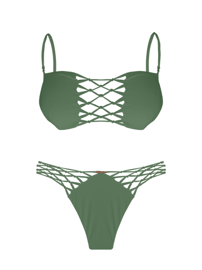 L'Amour Moss Interlace V-Knot Bikini Bottom